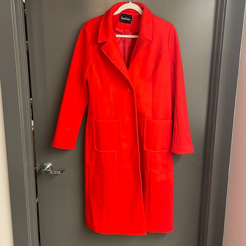 Red Winter Trench Coat